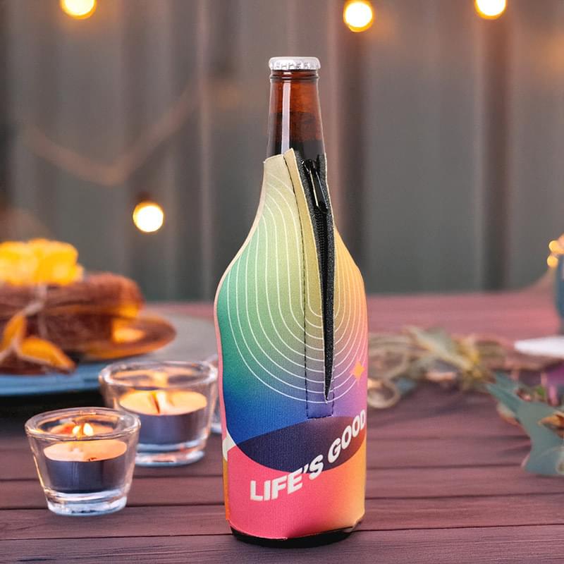 Full Color Bottle Zipper Scuba Can Cooler