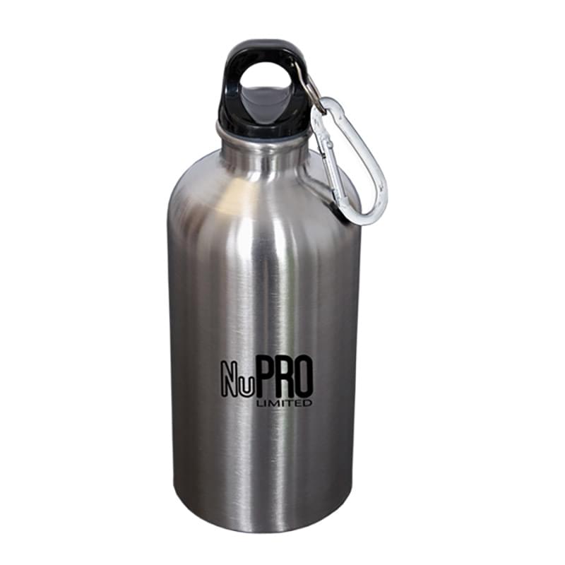 500 ml (17 oz.) STAINLESS STEEL WATER BOTTLE WITH CARABINER